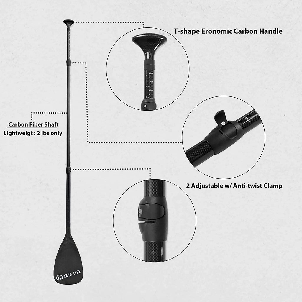 Remo SUP Arya Life 3 Piezas – Pala de Fibra de Vidrio y Vástago de Fibra de Carbono Ajustable