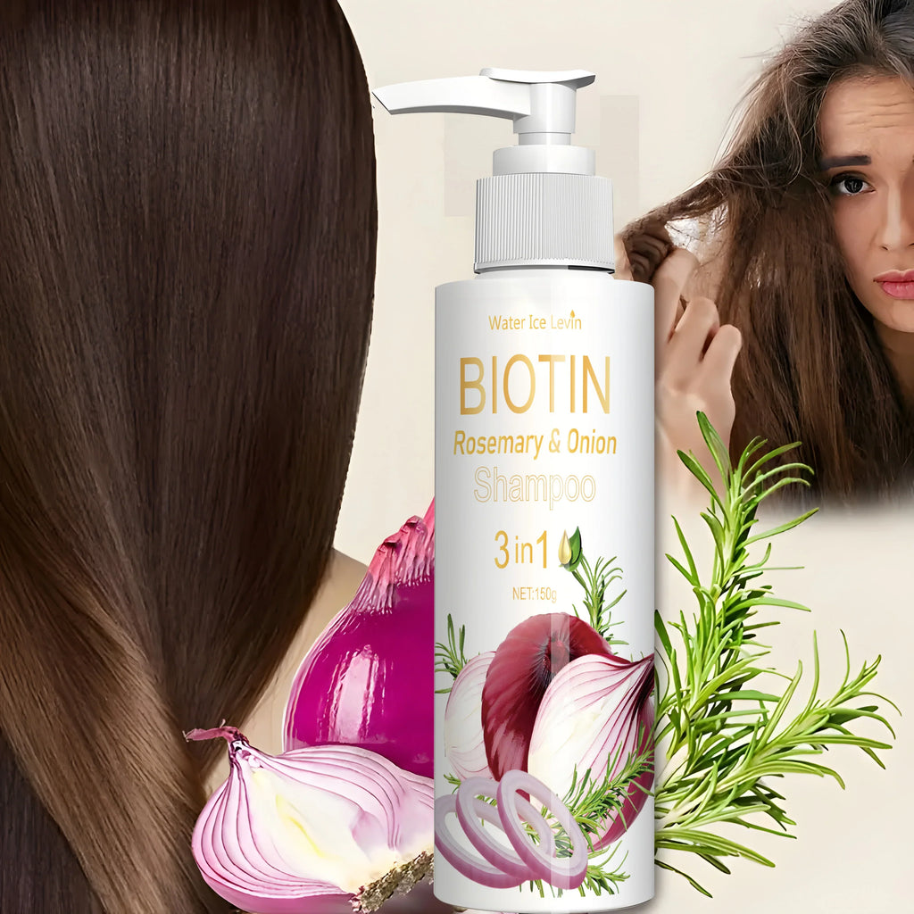 Shampoo 3 en 1 Biotina, Romero y Cebolla – Crecimiento, Fortaleza y Anticaida