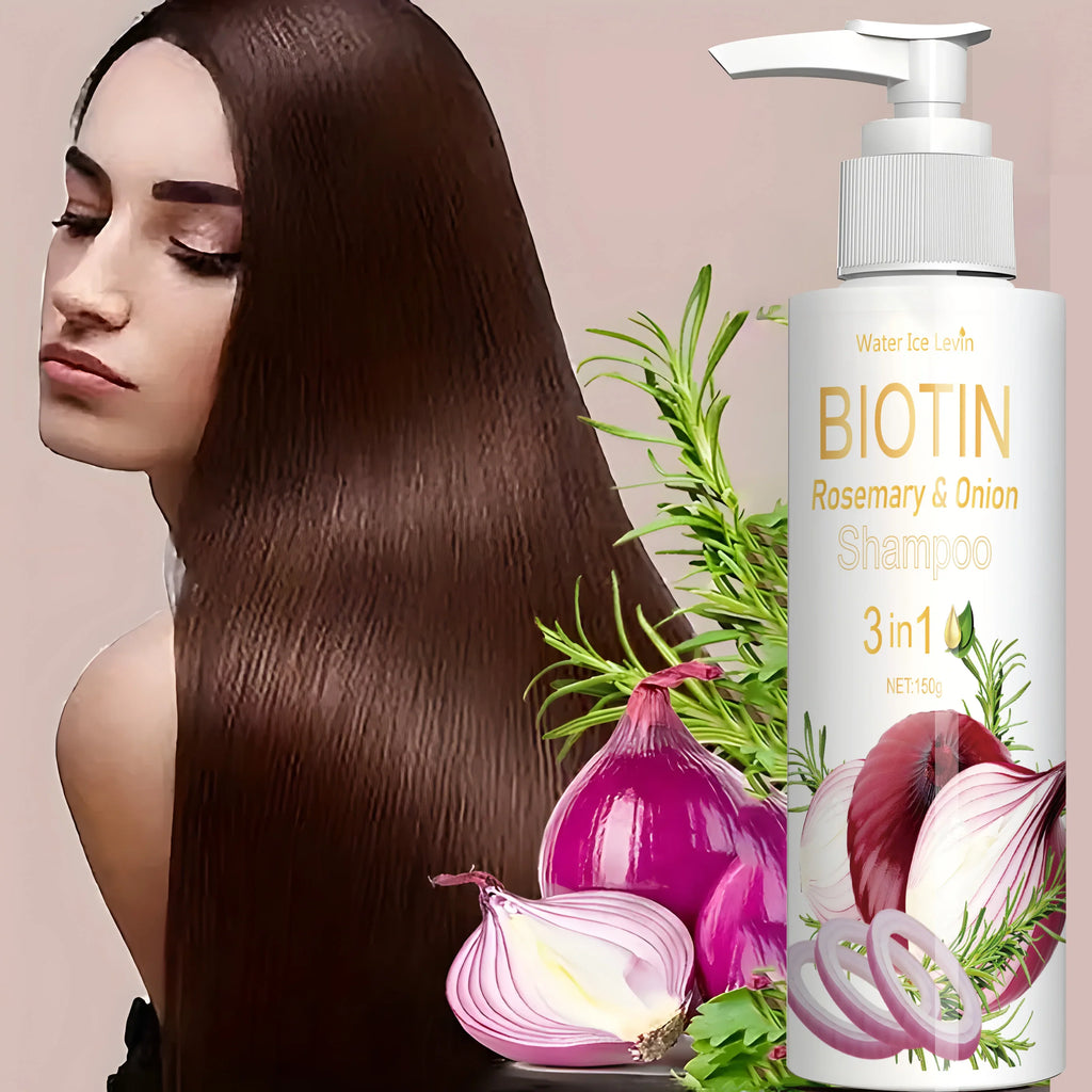 Shampoo 3 en 1 Biotina, Romero y Cebolla – Crecimiento, Fortaleza y Anticaida