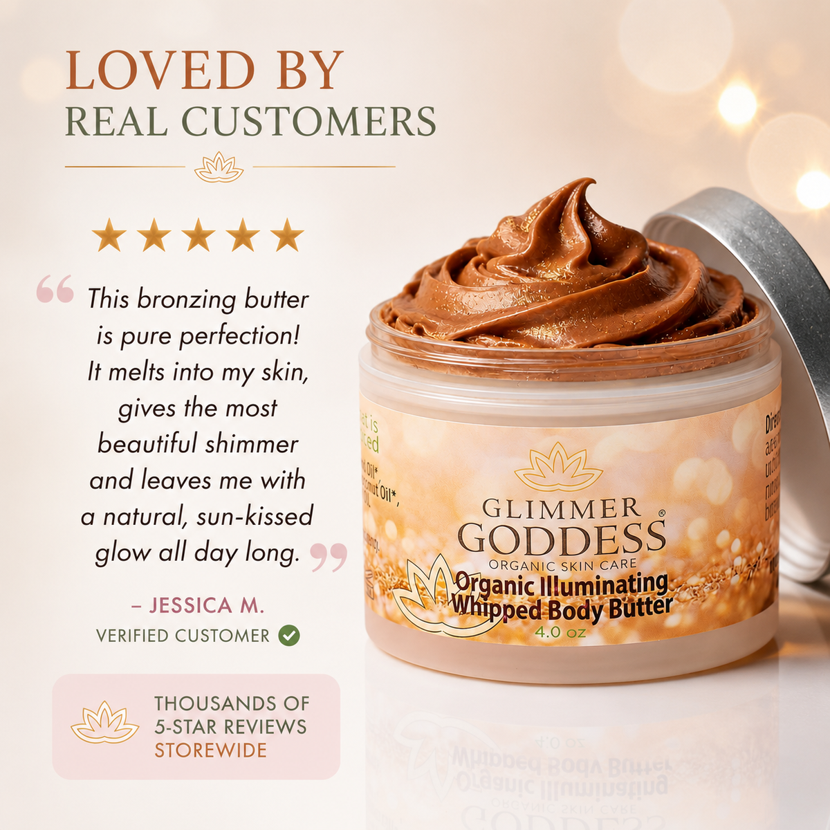 Mantequilla Corporal Bronceadora Orgánica Batida – Brillo Bronceado Instantáneo