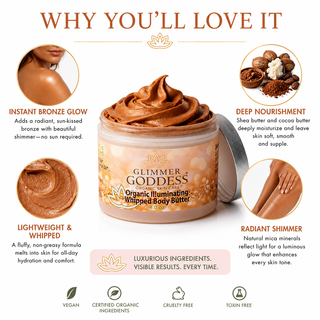Mantequilla Corporal Bronceadora Orgánica Batida – Brillo Bronceado Instantáneo