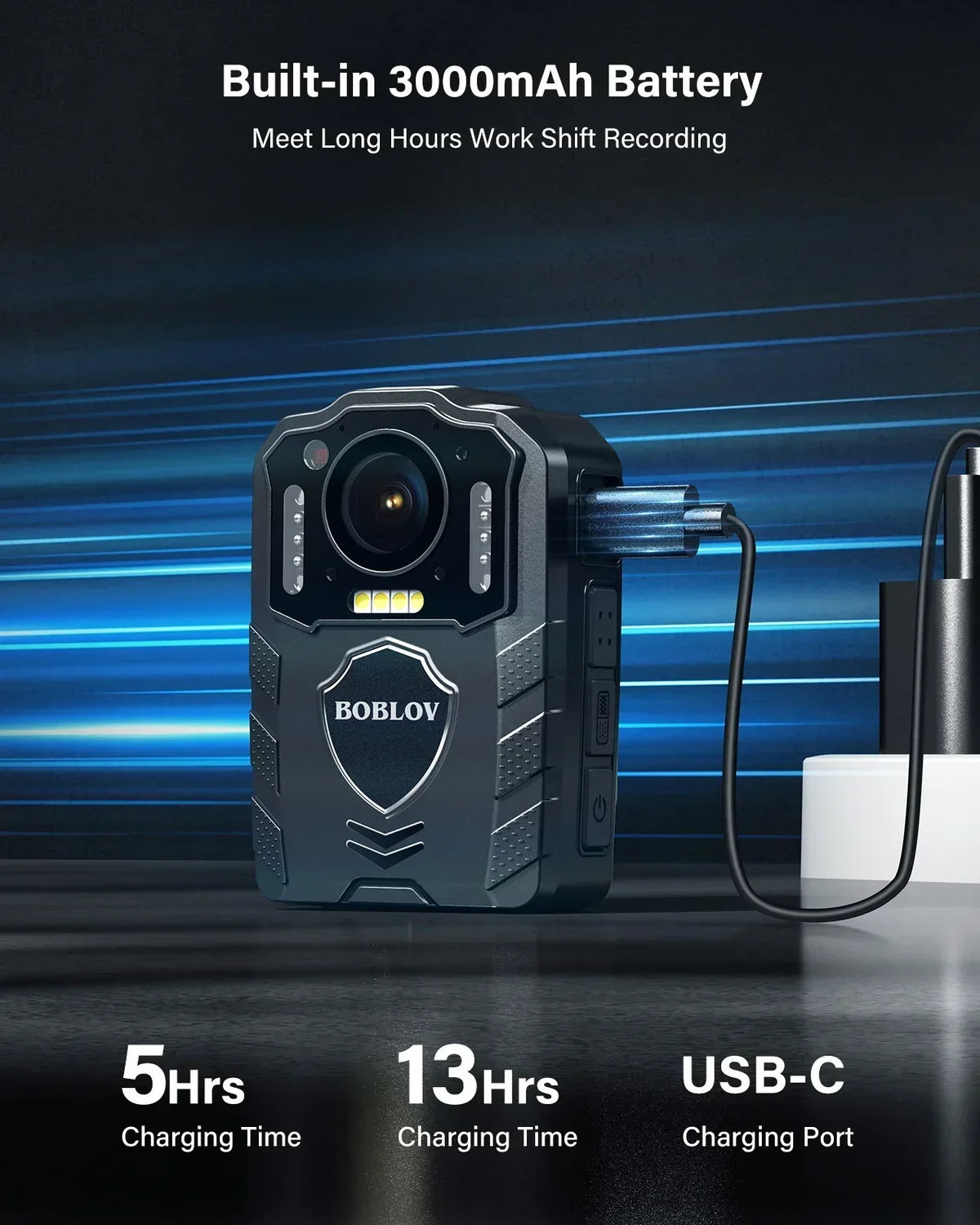 Cámara Corporal 1080P con 13 Horas de Grabación y 64GB – Negra