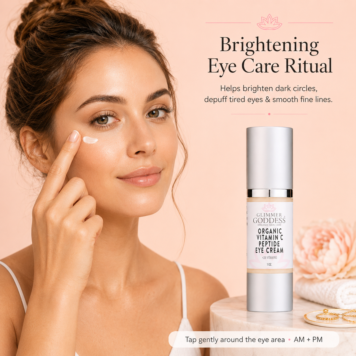 Sérum Contorno de Ojos Orgánico con Vitamina C y Péptidos – Reduce Ojeras